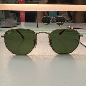 Ray-Ban Gold Frame Sunglasses with Dark Green Lenses